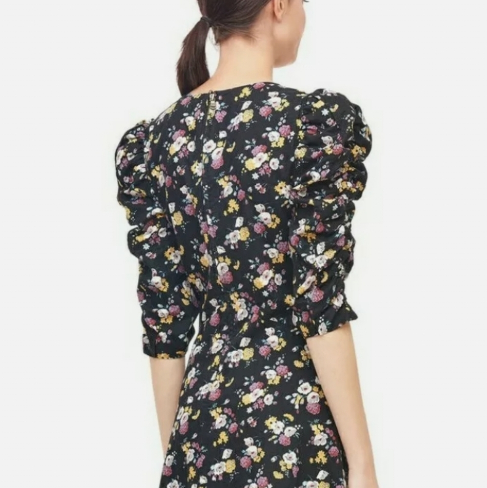 NWT REBECCA TAYLOR LA VIE WINTER POSEY FLORAL PRINT SILK TWILL DRESS SIZE M - Picture 4 of 11